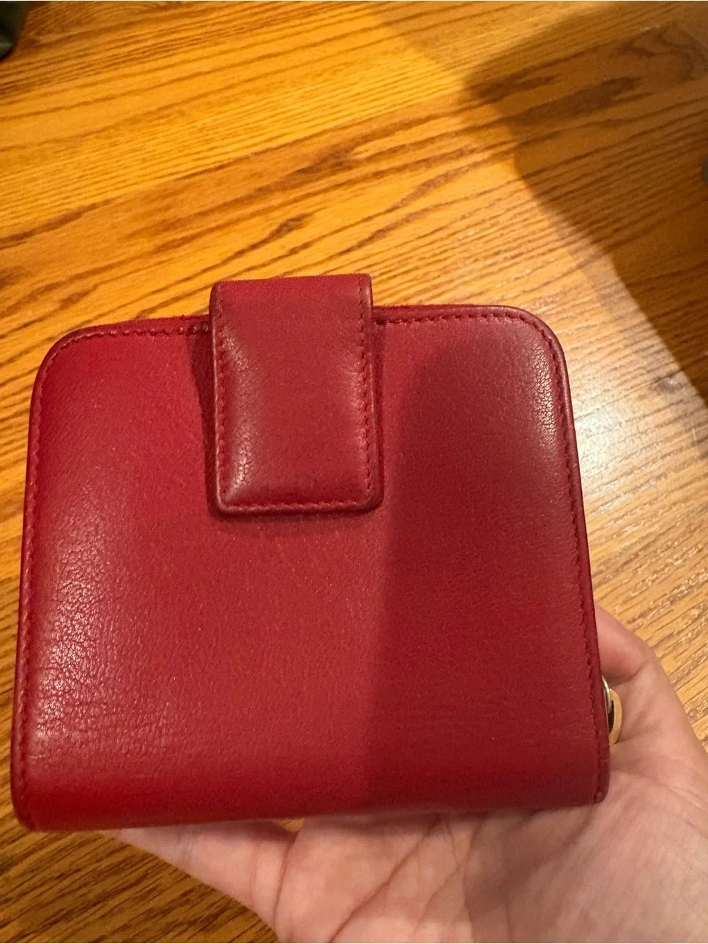 Yves Saint Laurent Embossed Red Leather Zip Coin Wallet